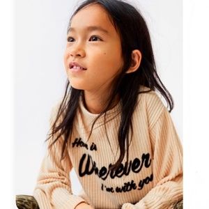 Zara girls soft cream printed soft top